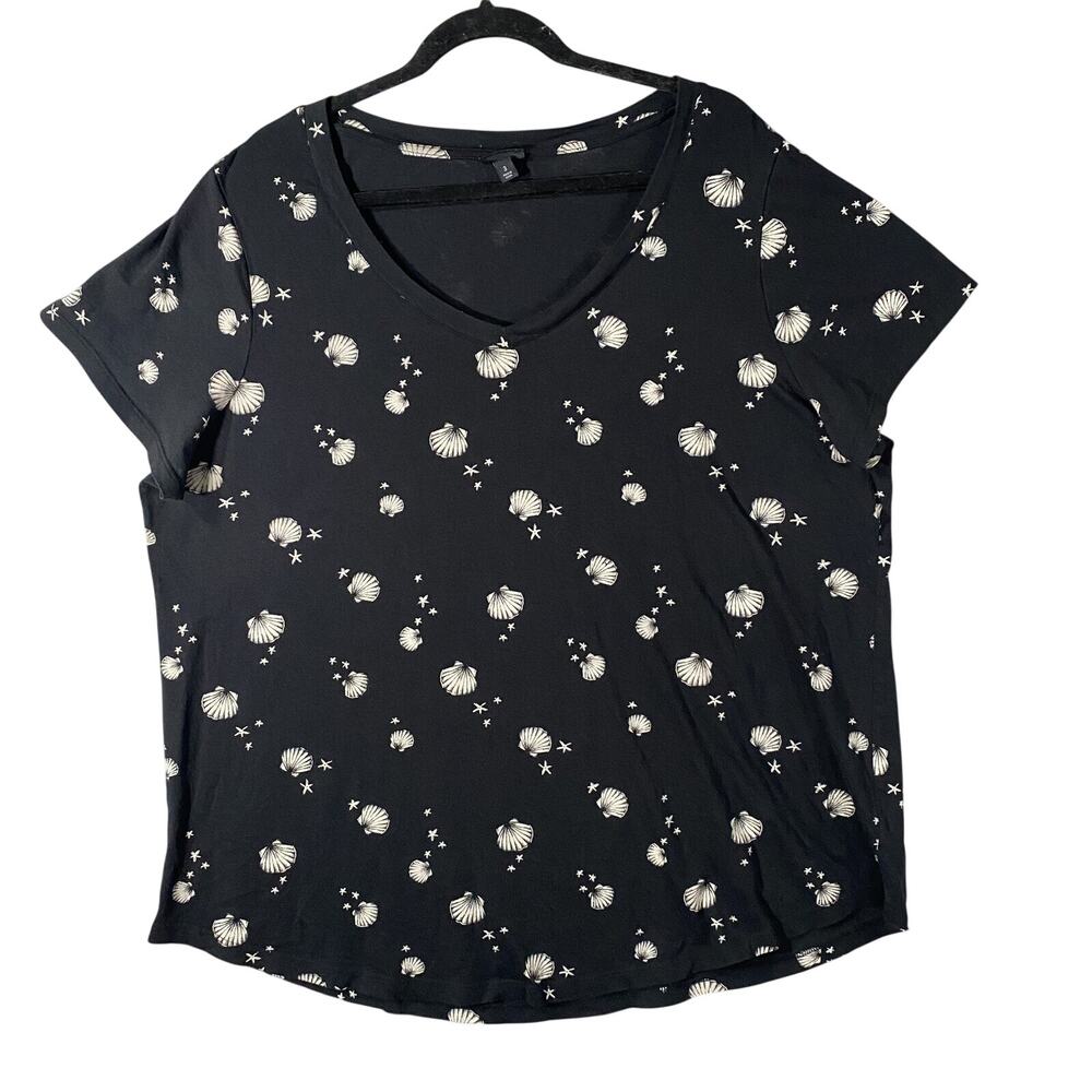 Torrid Seashell Star Short Sleeve T Shirt Black Womans Size 3x